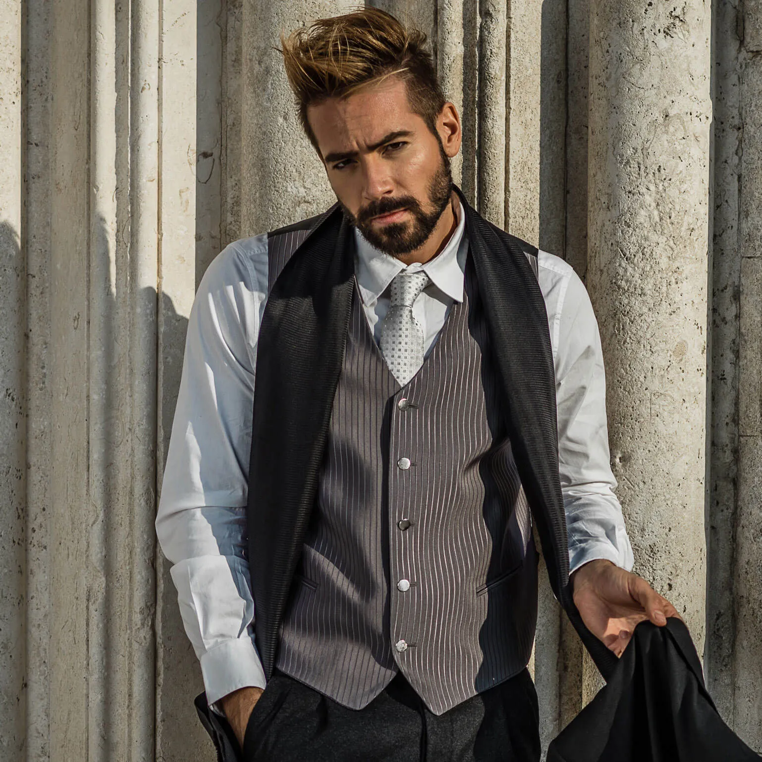 Barbera - Silk Jacquard Tie - Silver