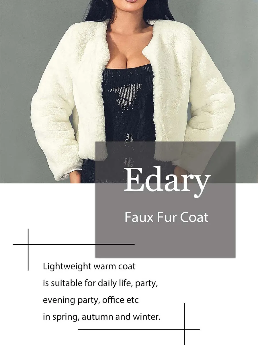 Beige Faux Rabbit Fur Full Coat Sleeves Winter Warm Jacket