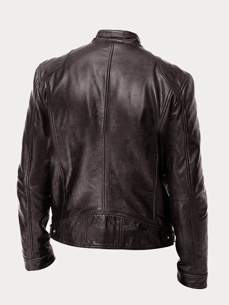 Biker Casual Zipper Leather Jacket