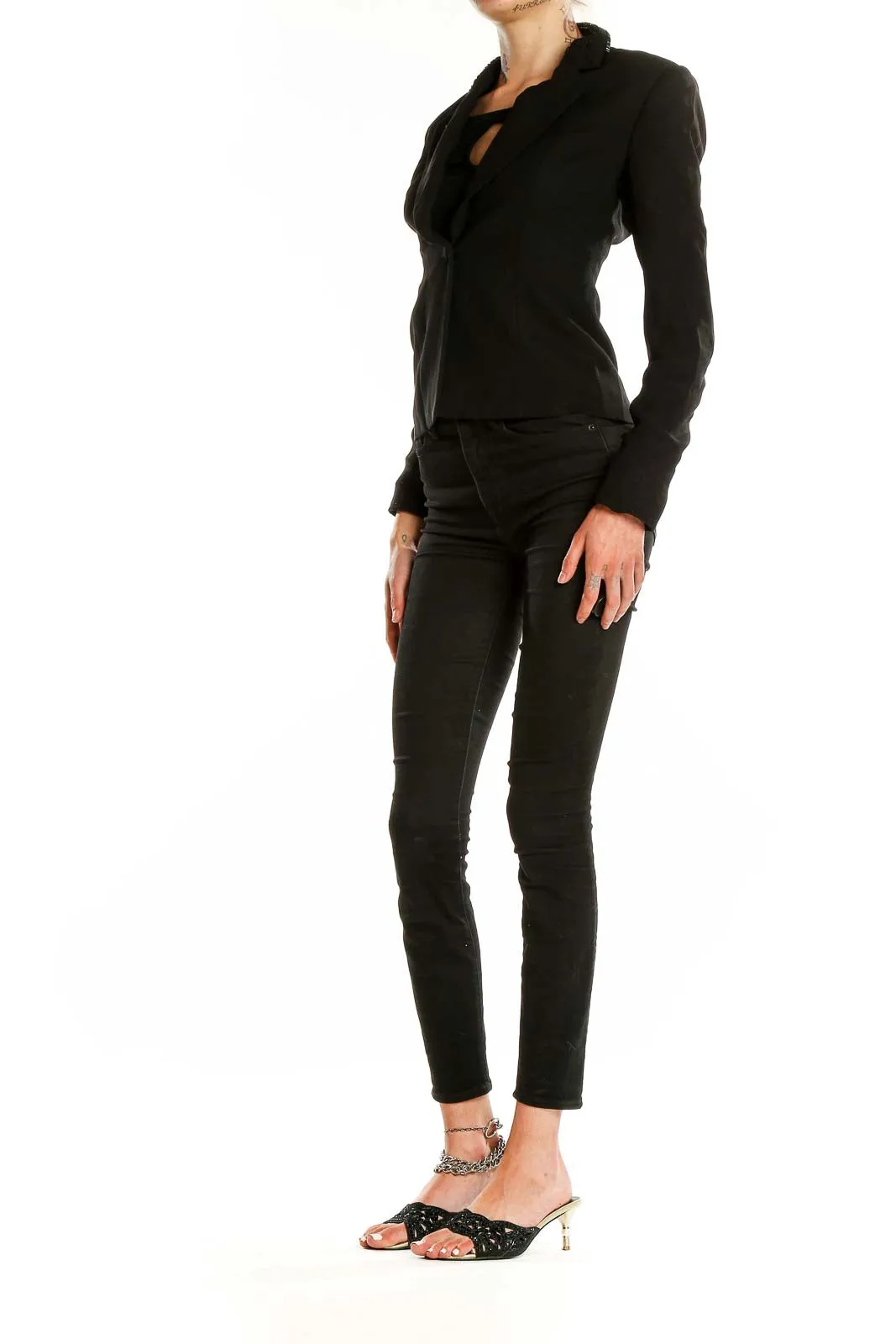 Black Cropped Blazer Jacket