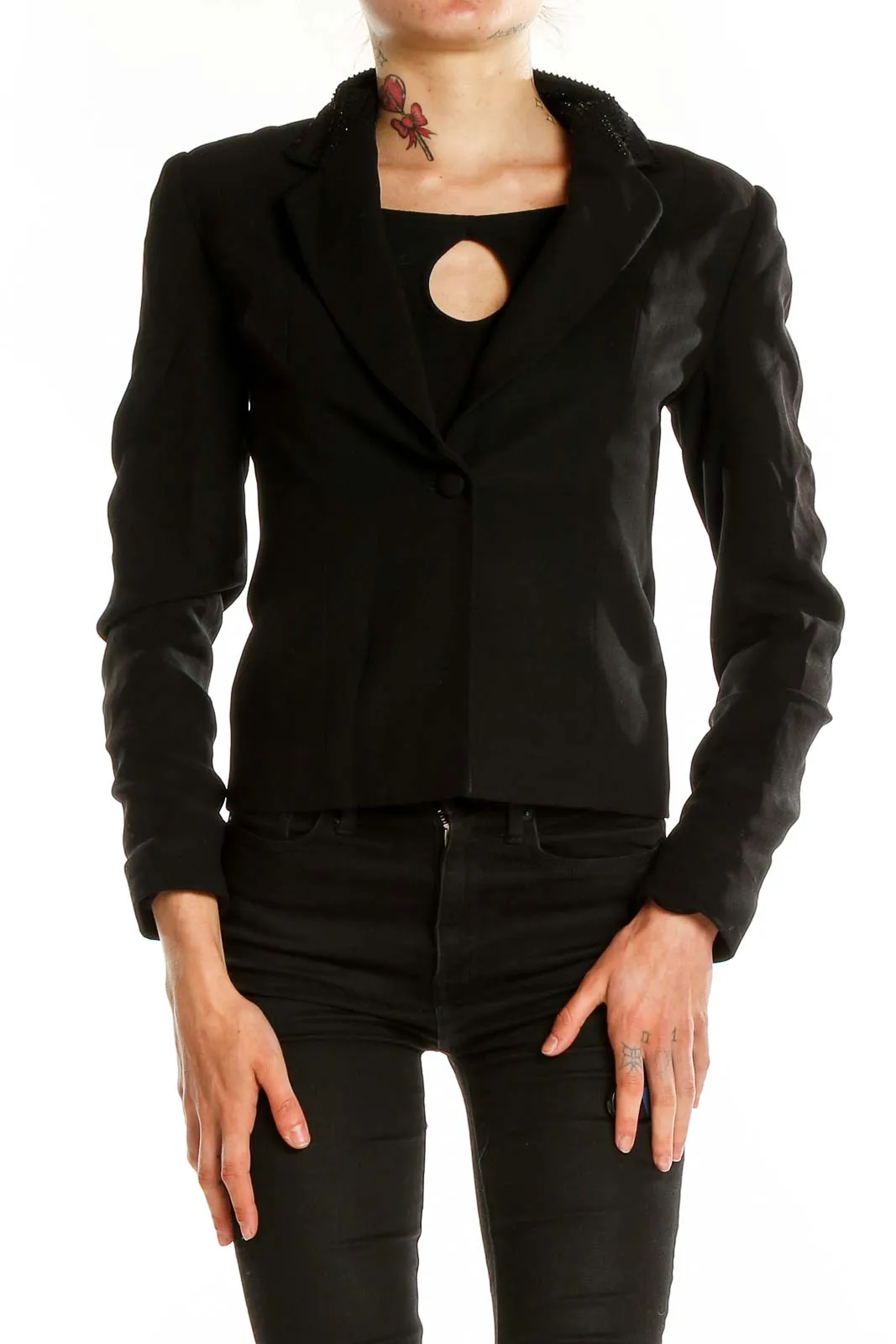 Black Cropped Blazer Jacket