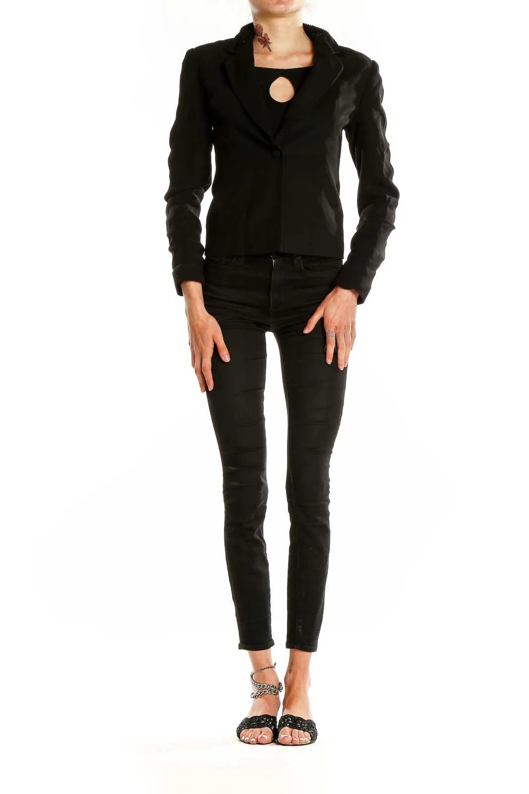 Black Cropped Blazer Jacket