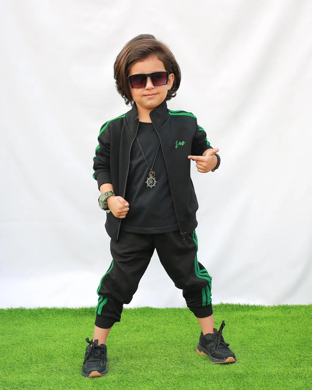 Boys Embroided Tracksuit (Black)
