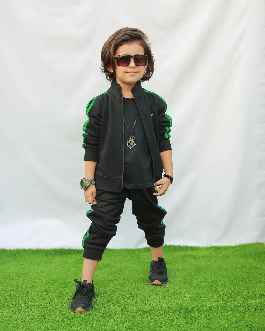 Boys Embroided Tracksuit (Black)