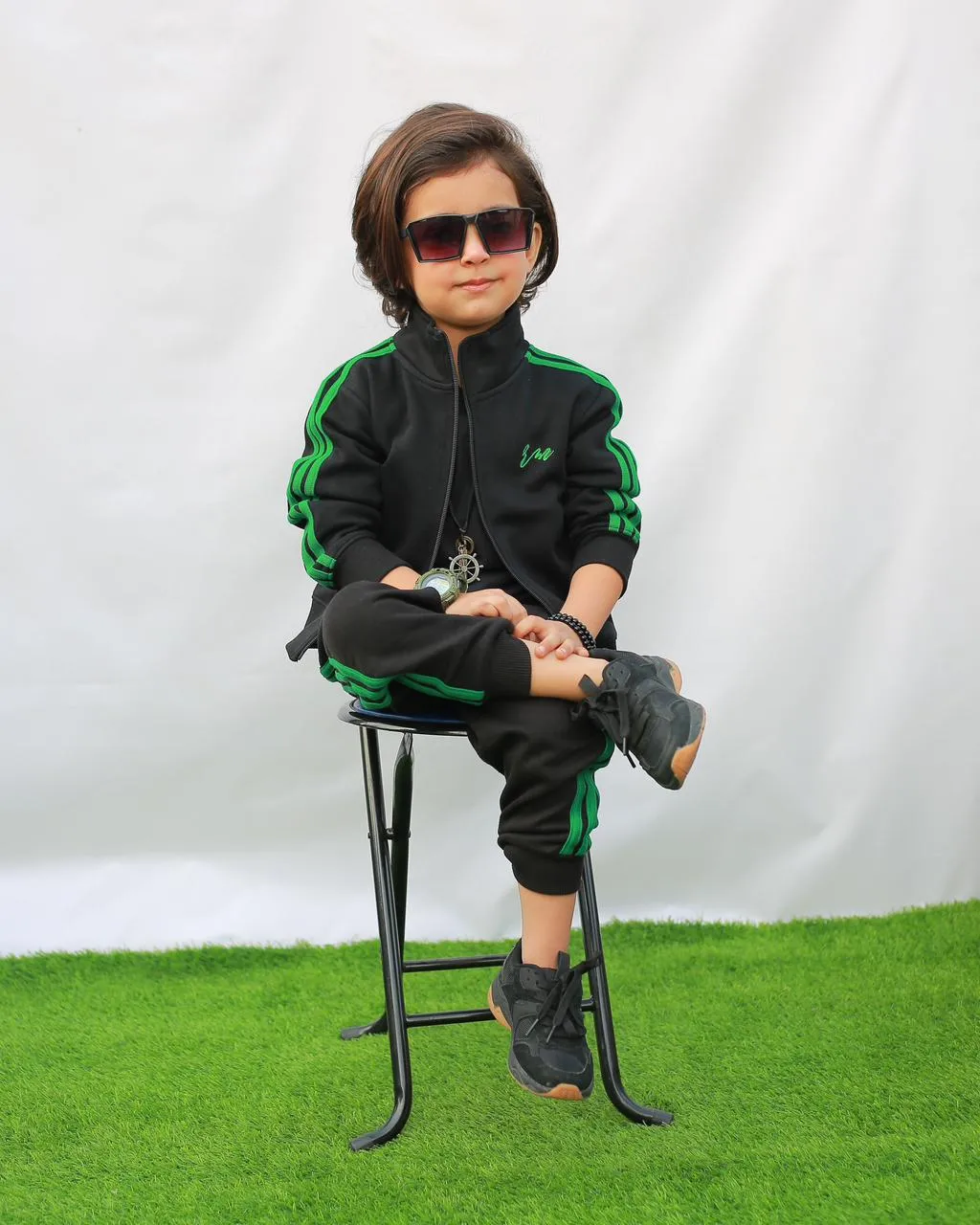 Boys Embroided Tracksuit (Black)