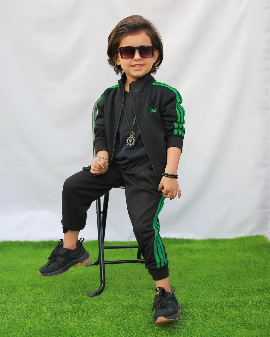 Boys Embroided Tracksuit (Black)