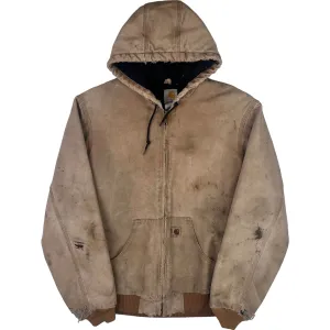 Carhartt Hooded Active Workwear Distressed Jacket Beige J130 BRN