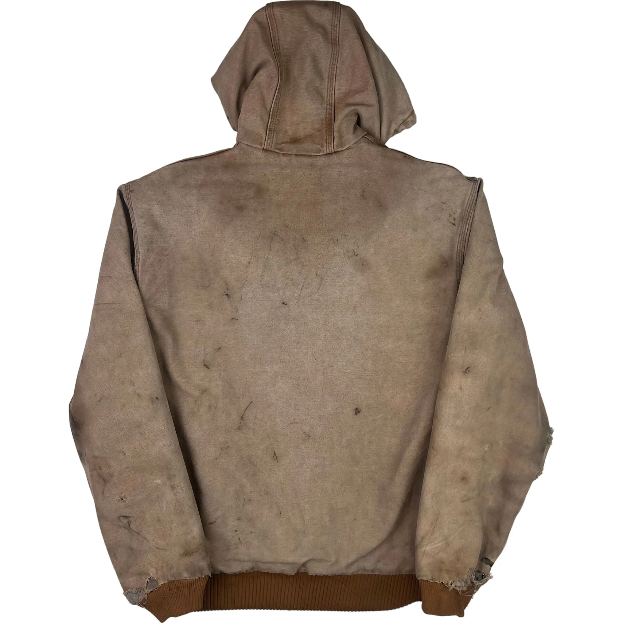 Carhartt Hooded Active Workwear Distressed Jacket Beige J130 BRN