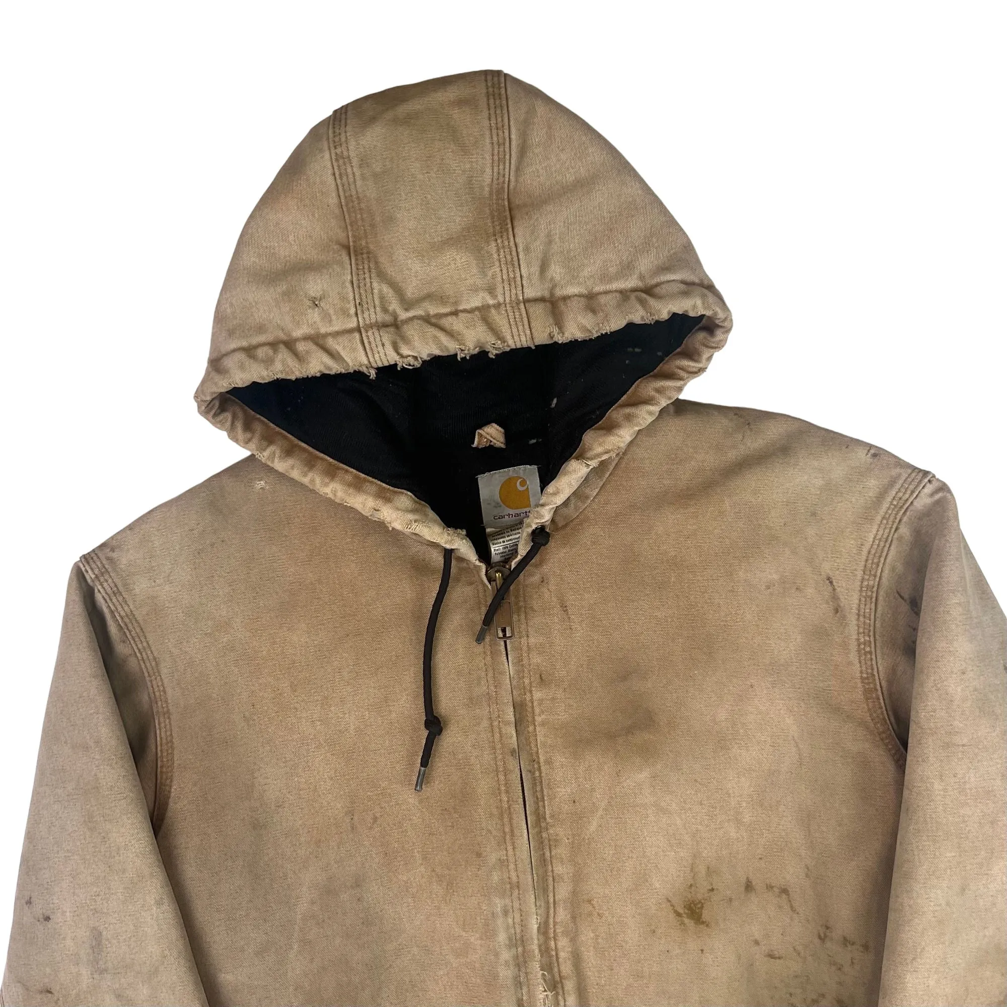 Carhartt Hooded Active Workwear Distressed Jacket Beige J130 BRN