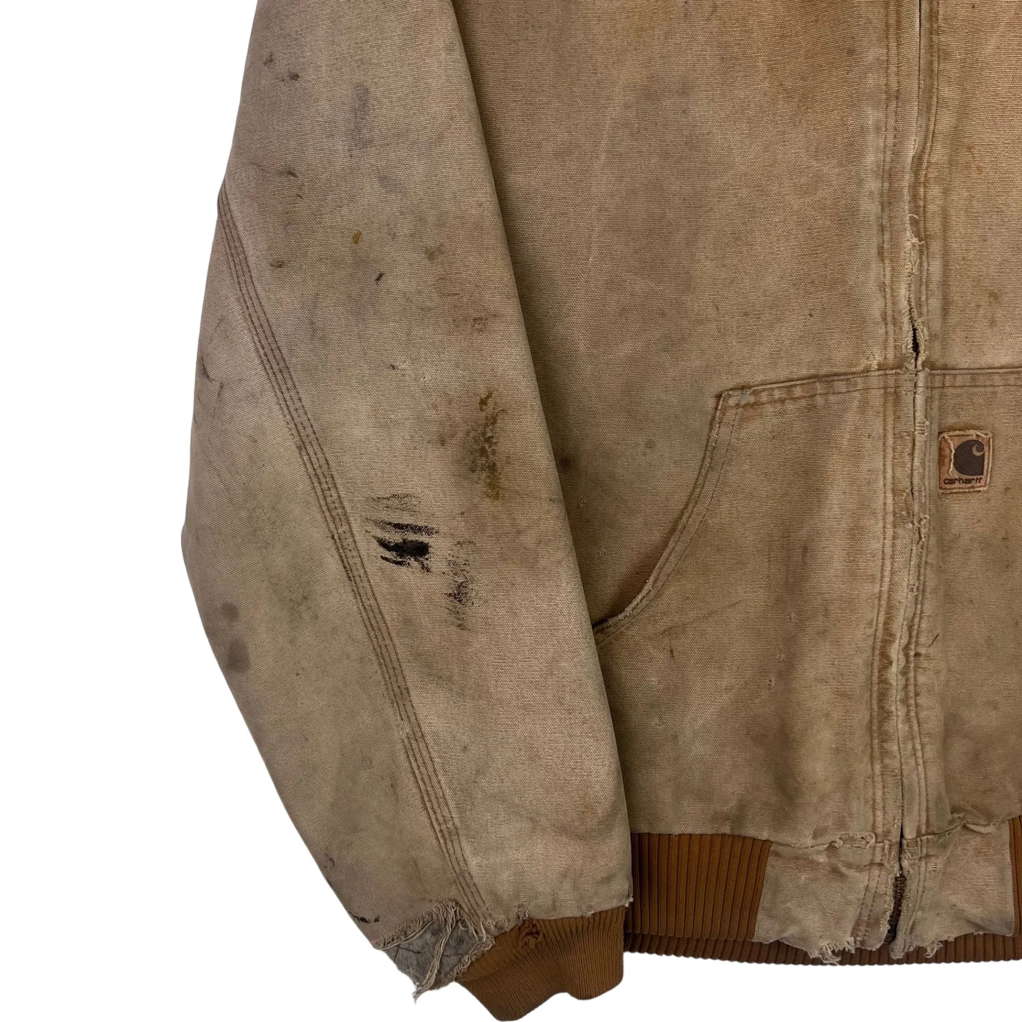 Carhartt Hooded Active Workwear Distressed Jacket Beige J130 BRN