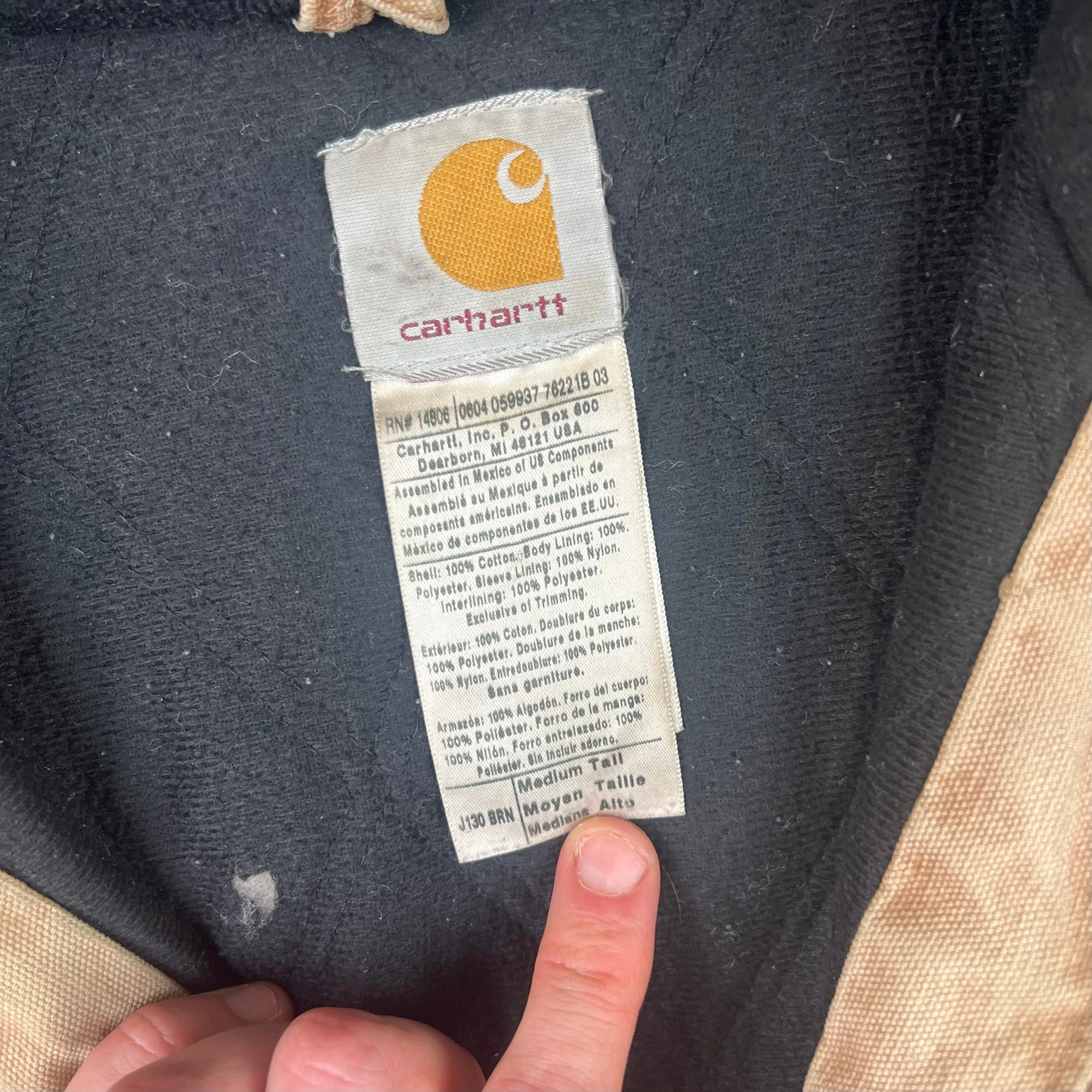 Carhartt Hooded Active Workwear Distressed Jacket Beige J130 BRN