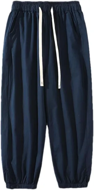 Disimlarl Men's Casual Pants Solid Color Drawstring Harem Pants Wide Leg Trousers Loose Sweatpants