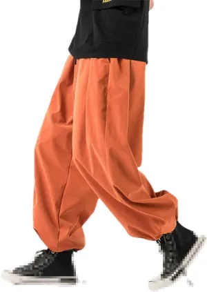 Disimlarl MenS Drawstring Harem Pants Baggy Jogging Pant Japanese Crotch Wide Leg Loose Trousers