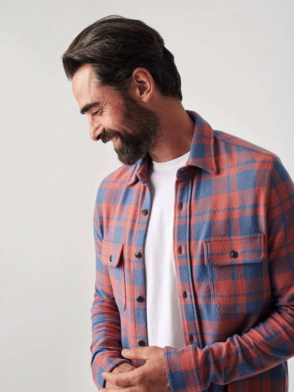 Faherty Legend Sweater Shirt in Rose Blue
