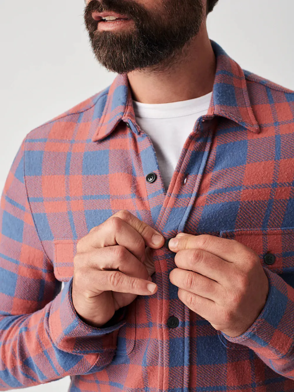 Faherty Legend Sweater Shirt in Rose Blue