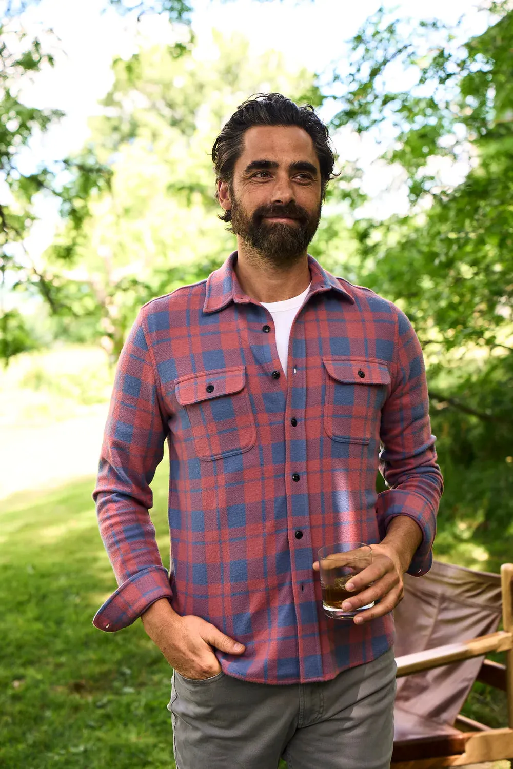 Faherty Legend Sweater Shirt in Rose Blue