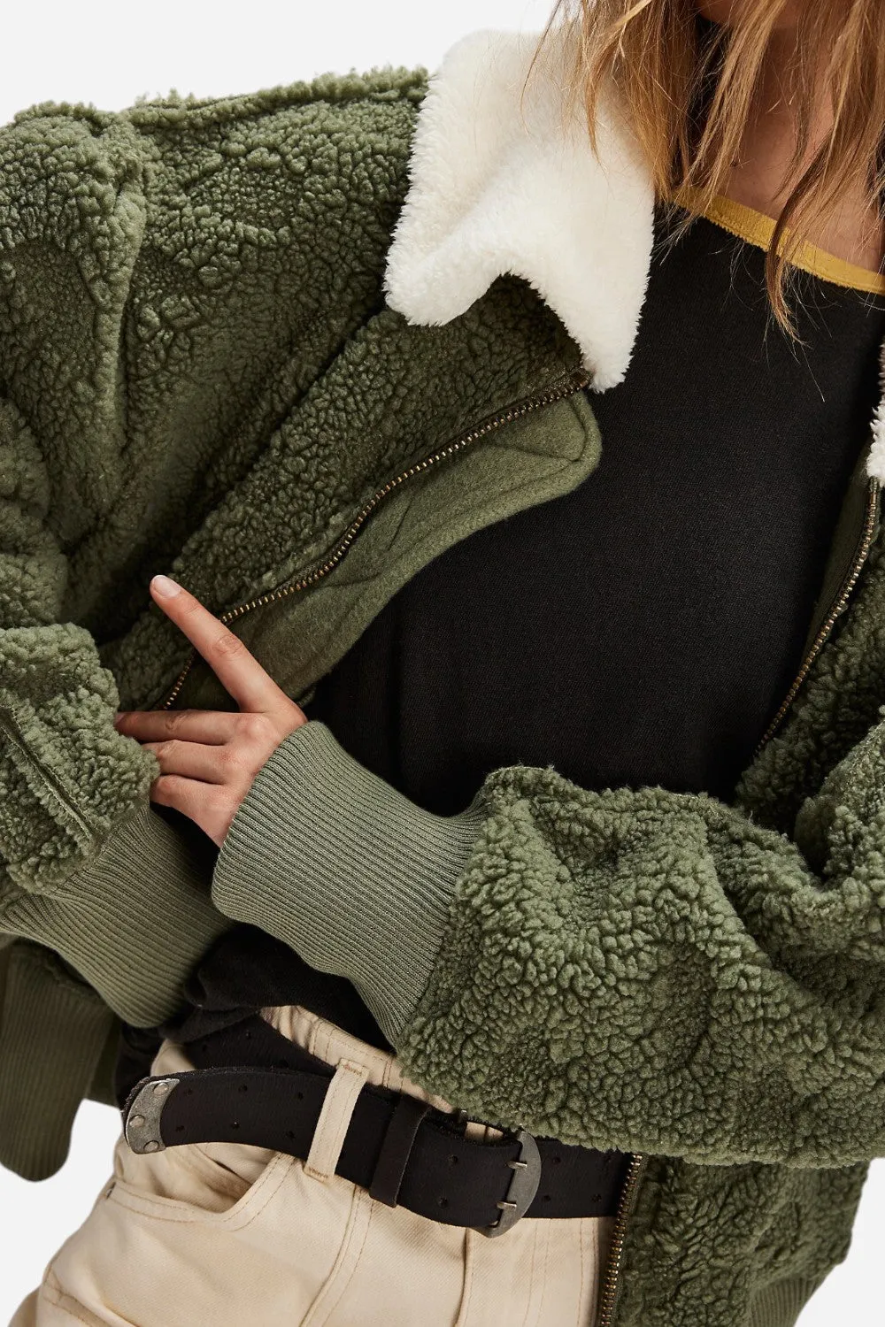 Free People Cozy Up Cardi in Crystal Kelp Combo