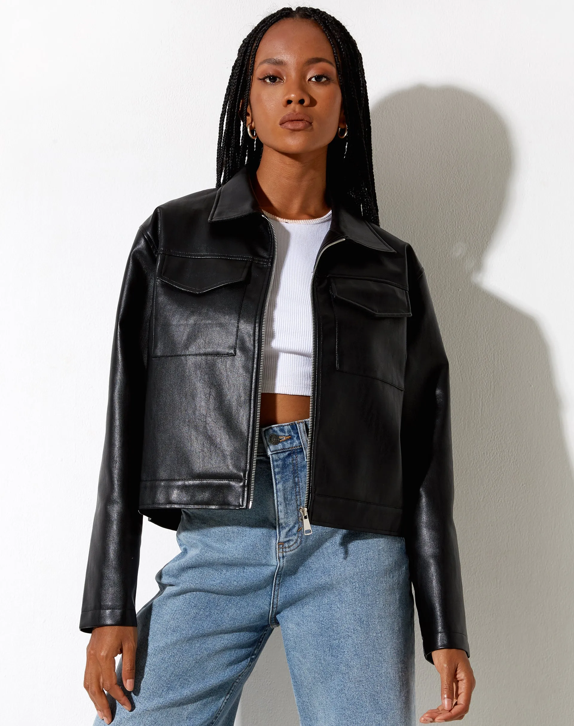 Gadar Jacket in PU Black