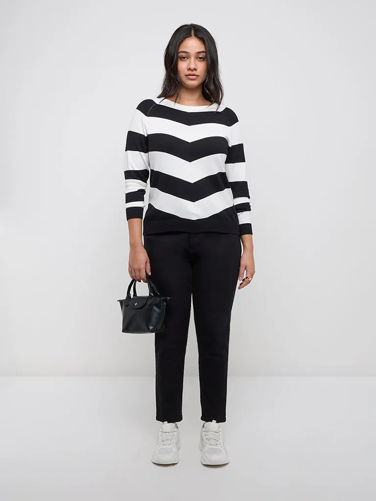 Gia Black Striped Knitted Sweater