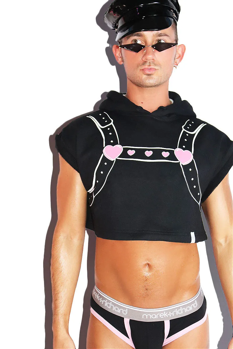 Harness Lover Sleeveless Hoodie- Black