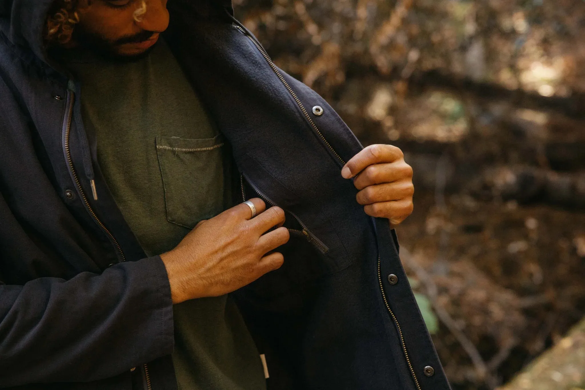 Hooded Deck Jacket - Navy