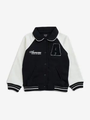 HOP Kids Black Applique-Detailed Cotton-Blend Jacket