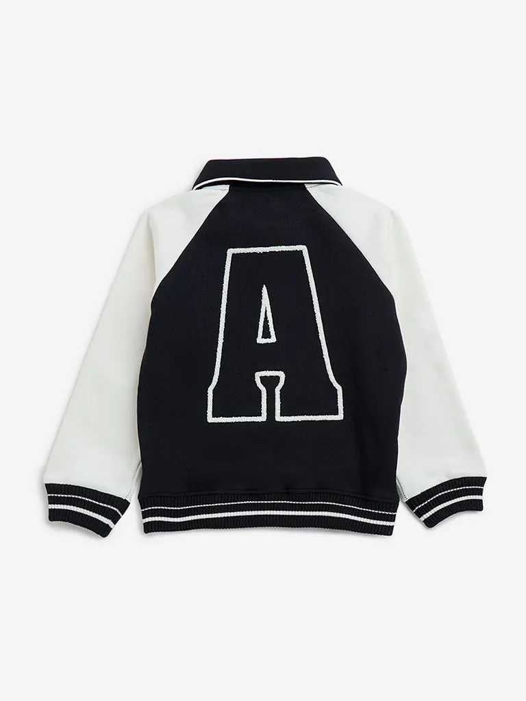HOP Kids Black Applique-Detailed Cotton-Blend Jacket