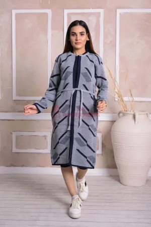 Imported Front Open Cool Grey Cozy Belted Cardigan Sweater - (CGN38)