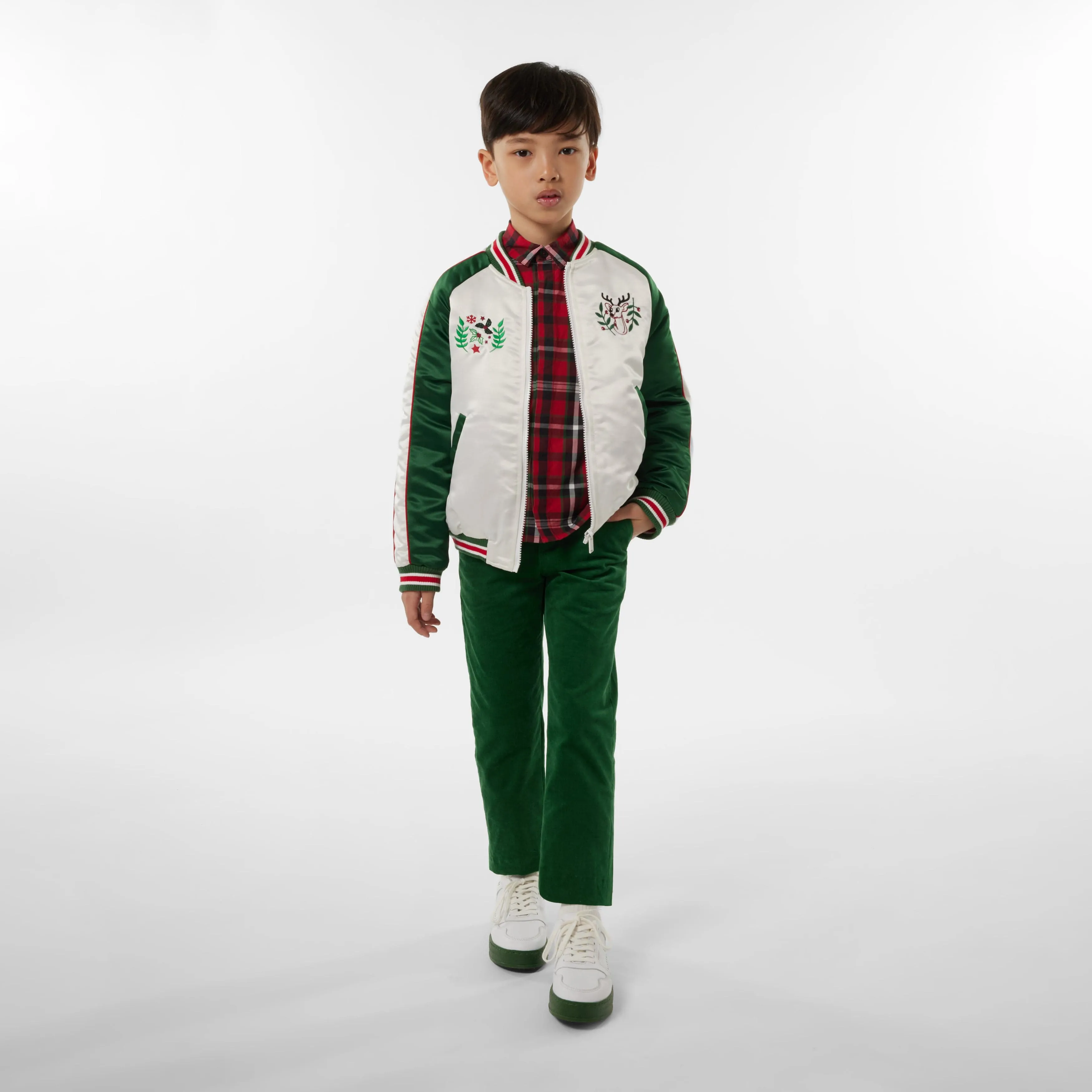 KENZO Boys Satin Jacket in Ivory