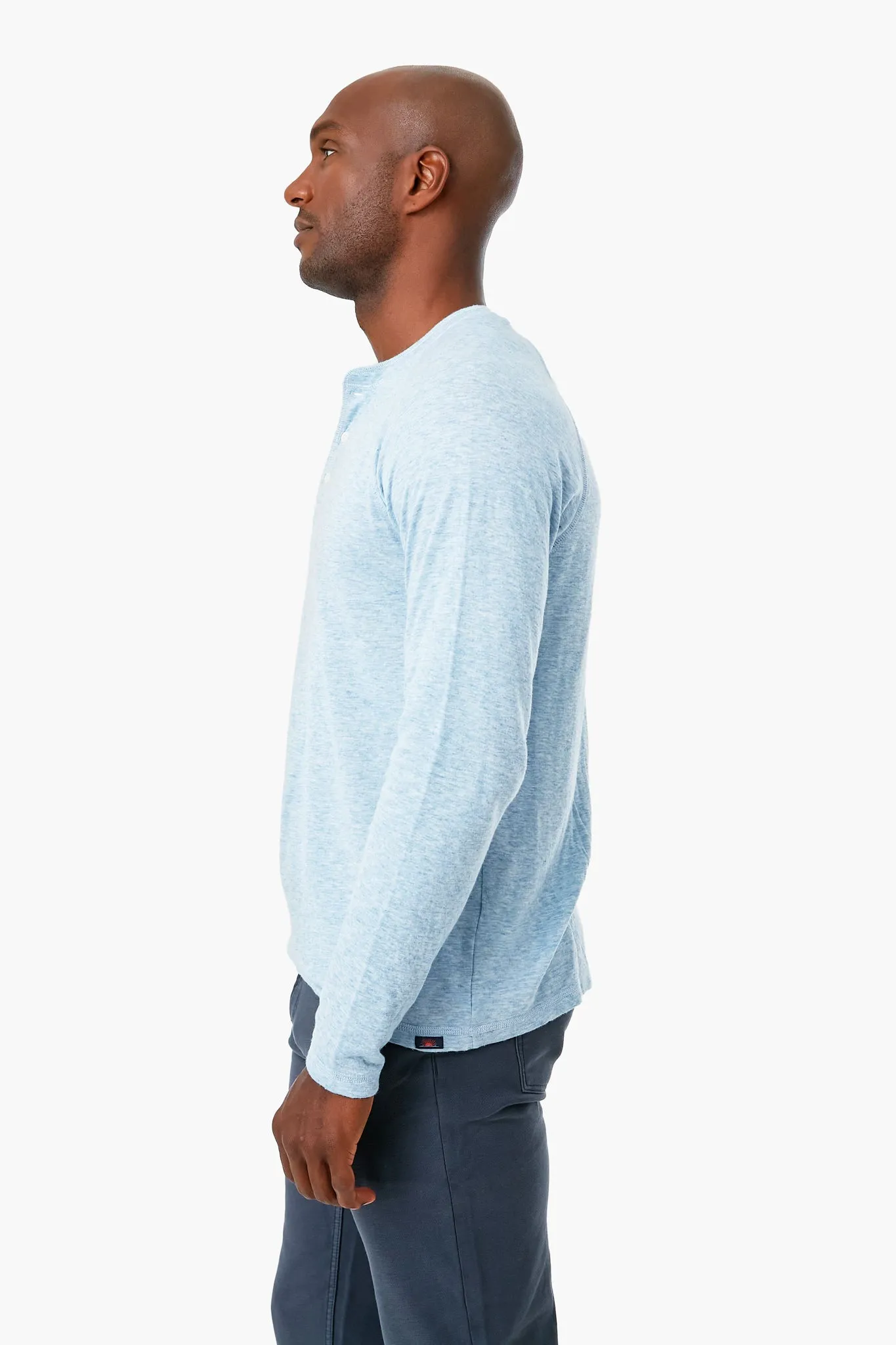 Light Blue Heather Cloud Long Sleeve Henley