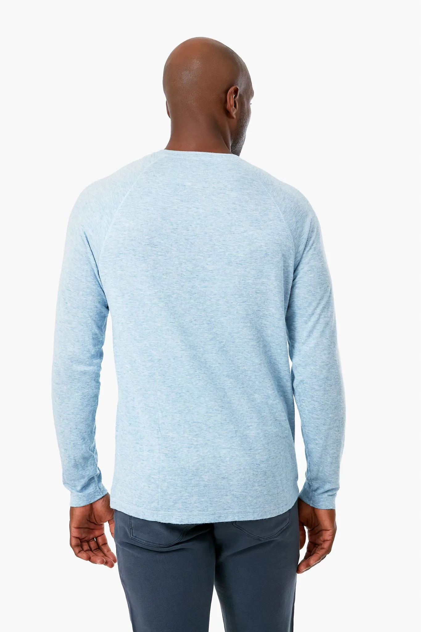 Light Blue Heather Cloud Long Sleeve Henley