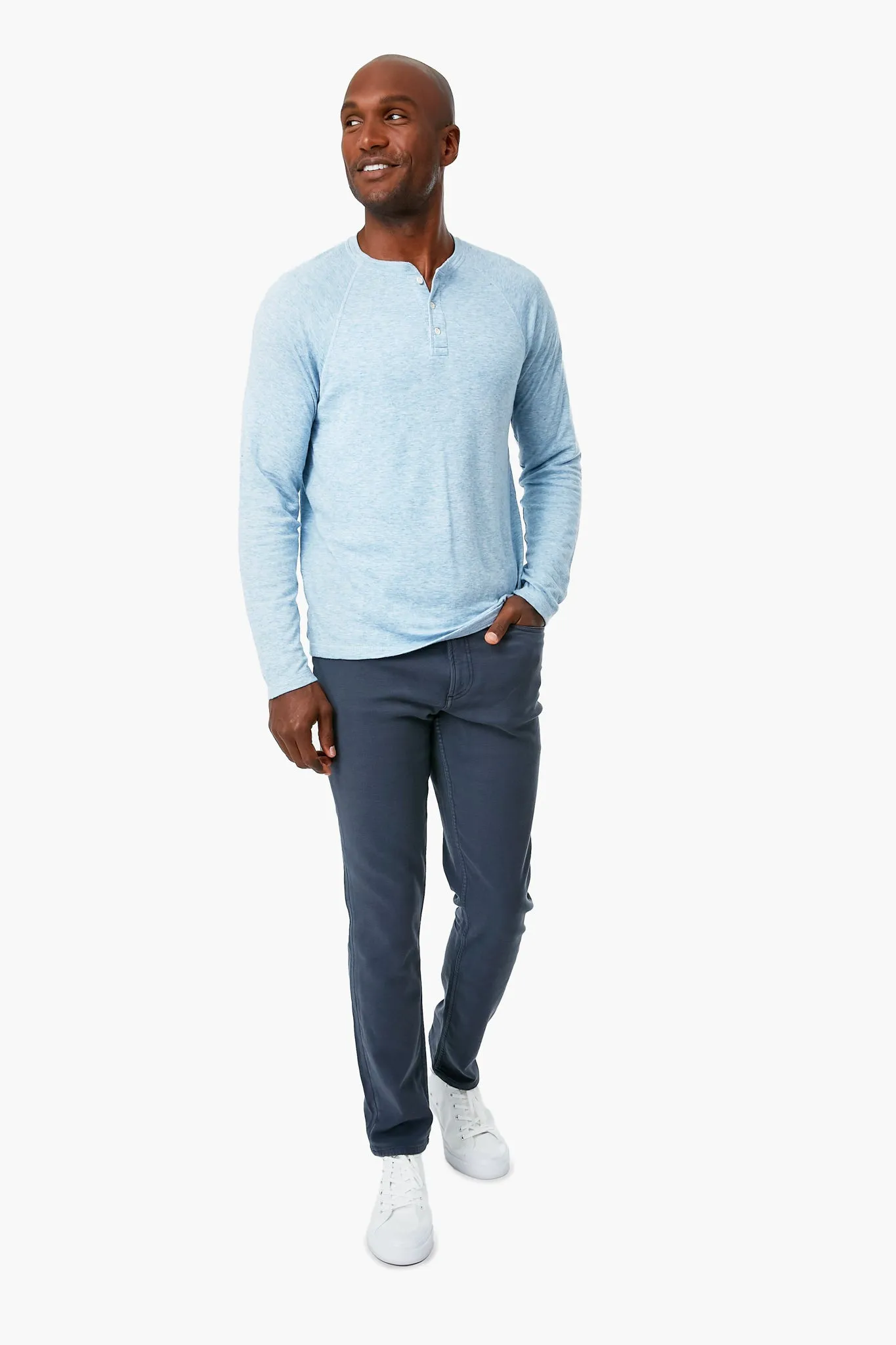 Light Blue Heather Cloud Long Sleeve Henley