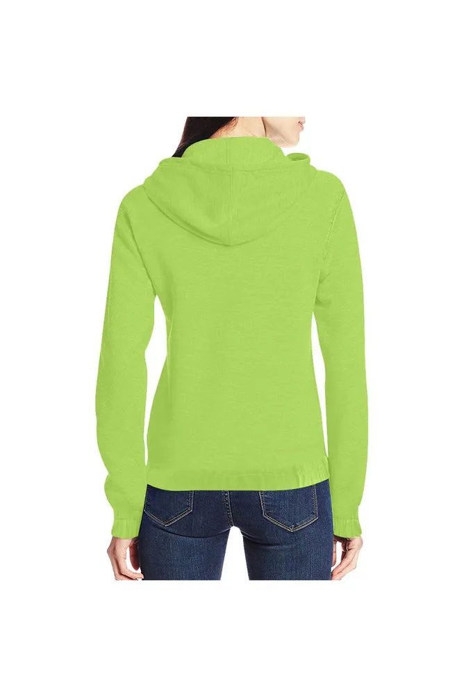 Lime Green All Over Print Full Zip Hoodie for Women (Model H14)