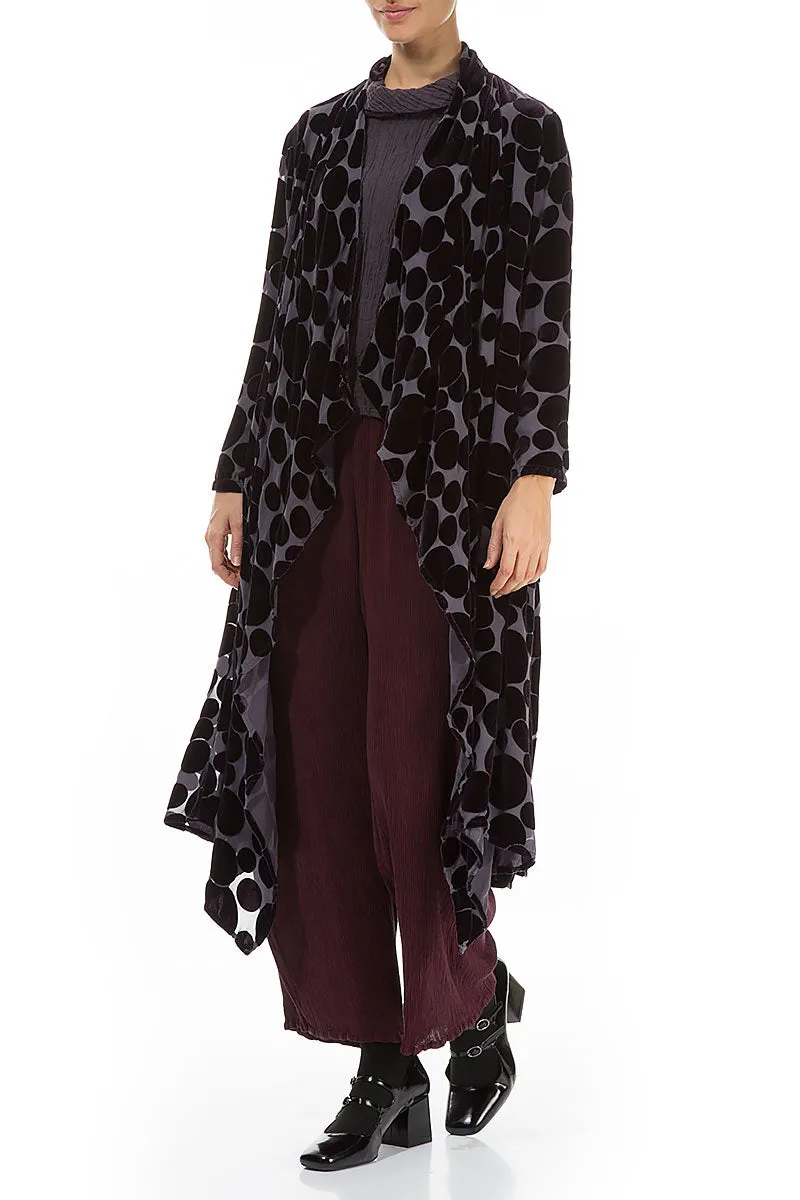 Maxi Open Vintage Violet Devoré Bubbles Silk Velvet Jacket