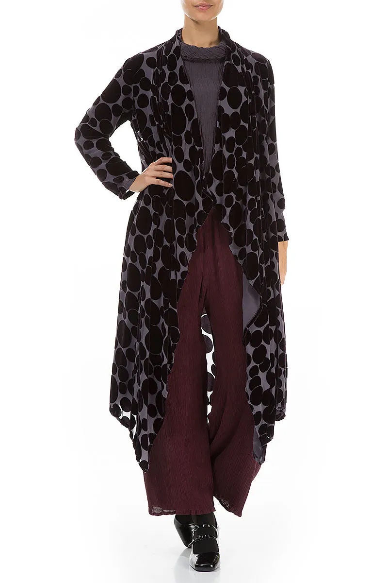 Maxi Open Vintage Violet Devoré Bubbles Silk Velvet Jacket