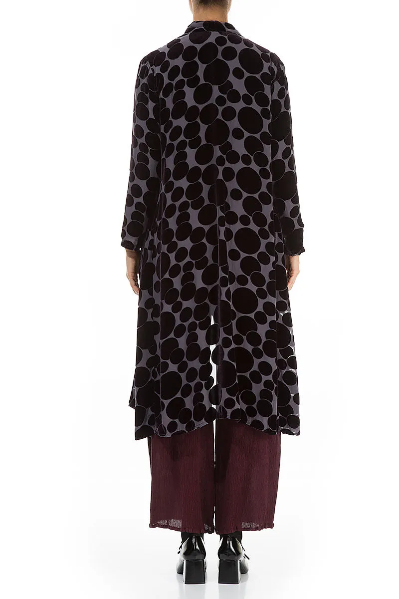 Maxi Open Vintage Violet Devoré Bubbles Silk Velvet Jacket