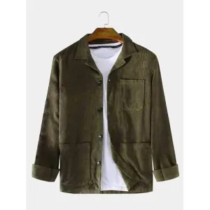 Mens Brief Corduroy Solid Color Jackets