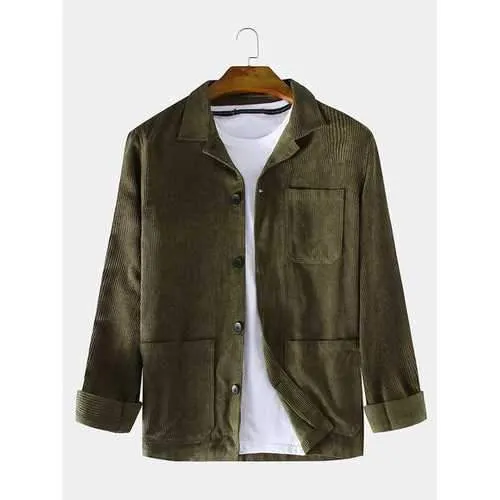 Mens Brief Corduroy Solid Color Jackets
