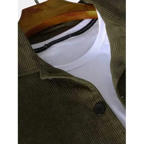 Mens Brief Corduroy Solid Color Jackets