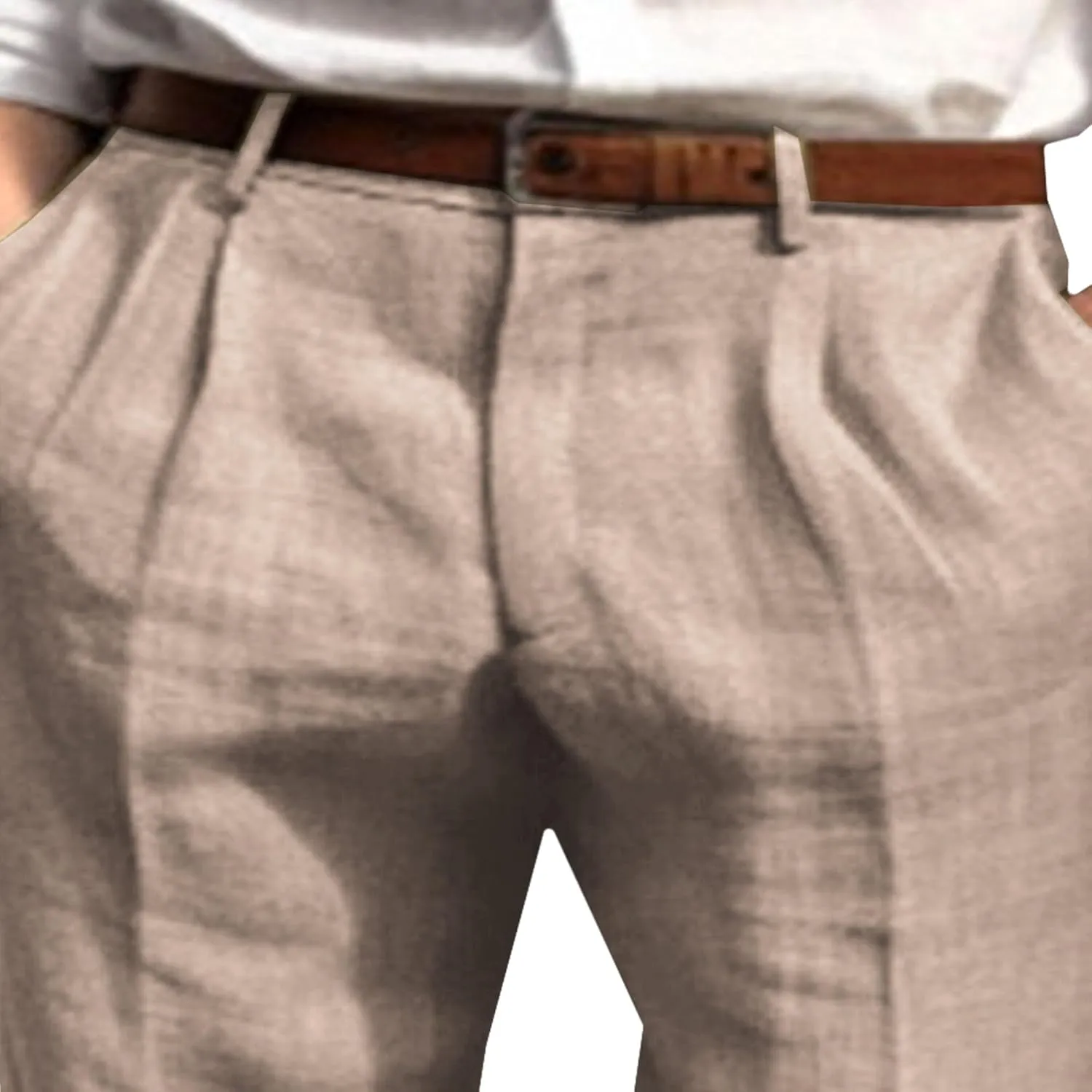 Men's Cotton Linen Baggy Beach Pants Breathable Casual Vacation Trousers Solid Straight Leg Summer Sweatpants