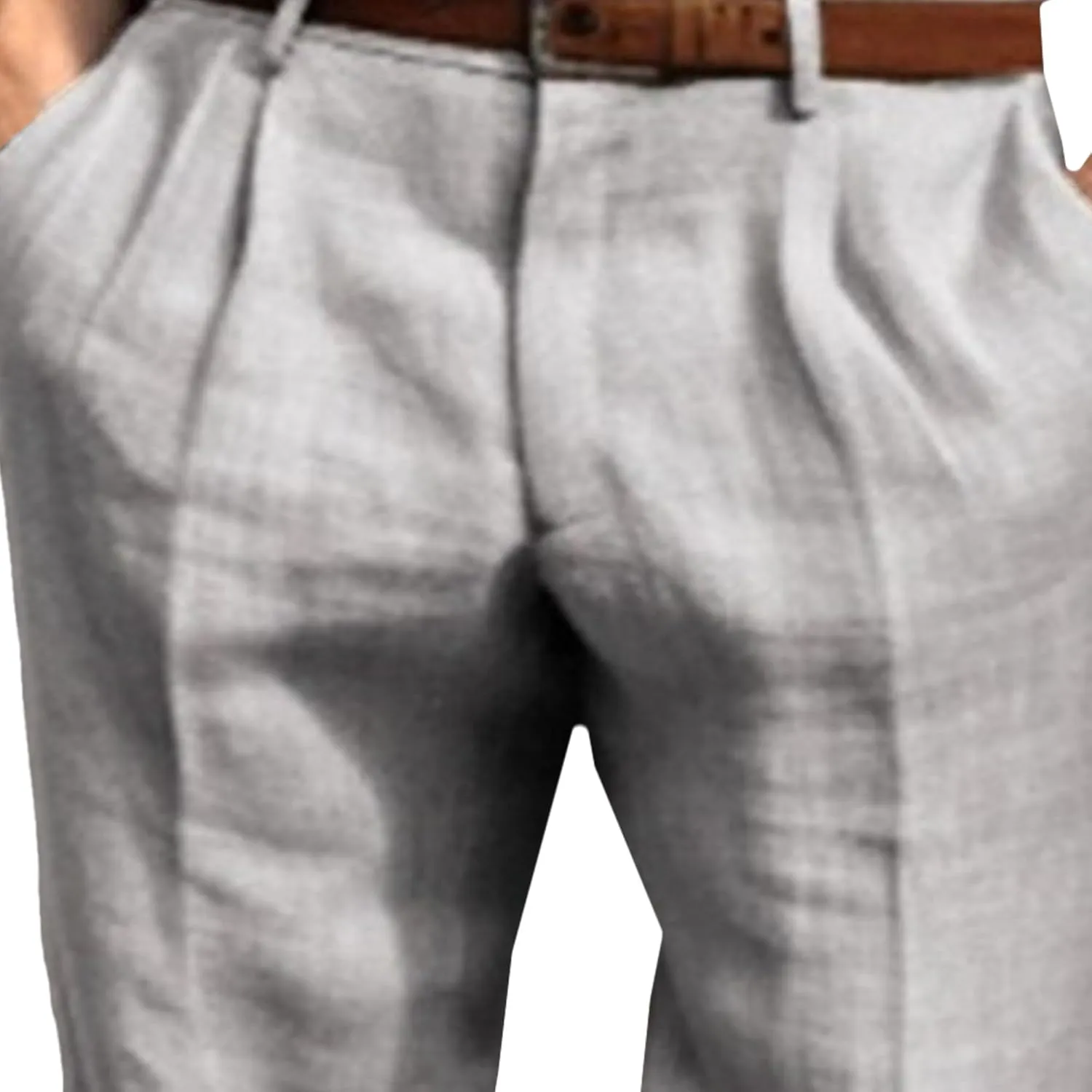 Men's Cotton Linen Baggy Beach Pants Breathable Casual Vacation Trousers Solid Straight Leg Summer Sweatpants