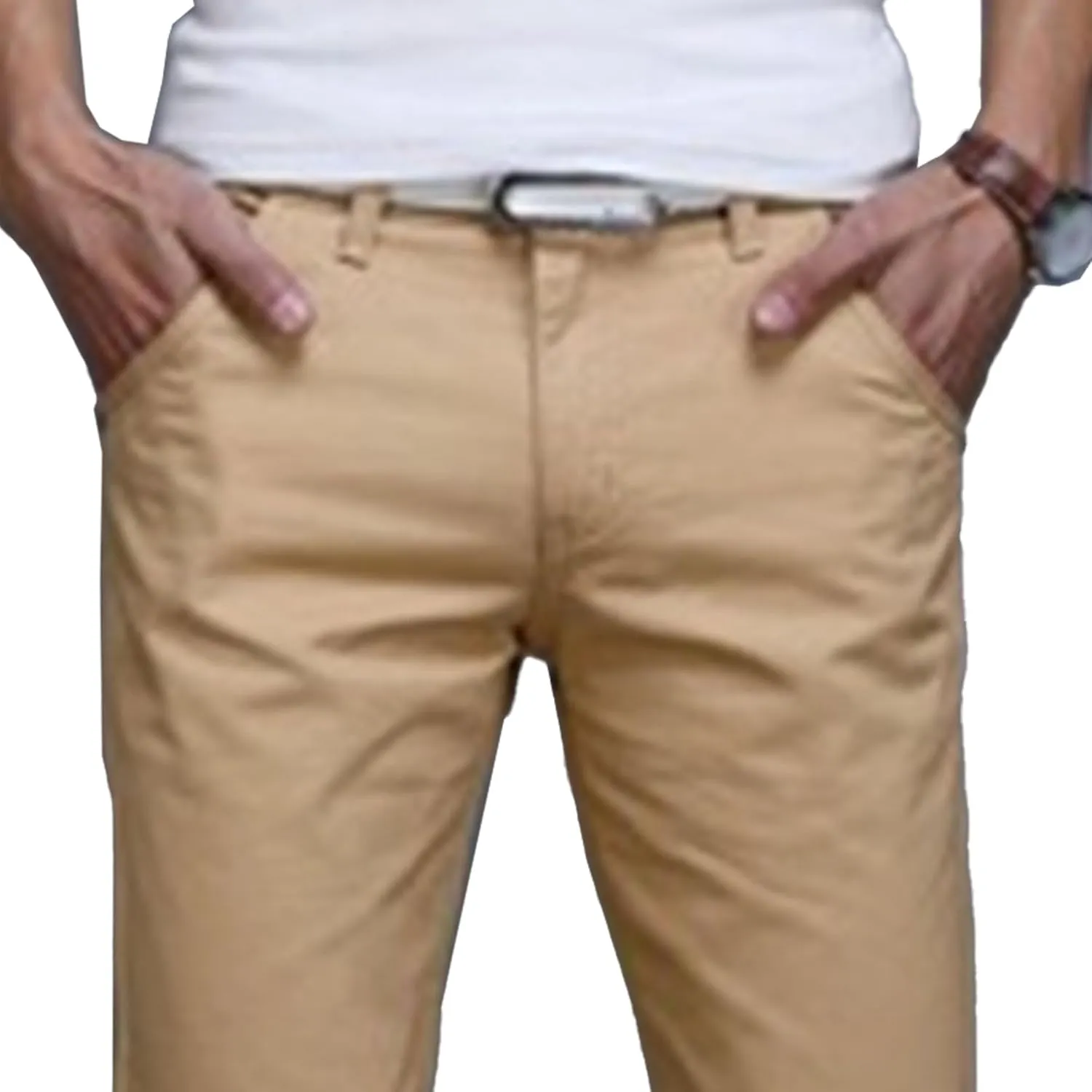 Men's Solid Straight Leg Classic Pants Regular Fit Lightweight Outdoor Trousers Cotton Stretch Summer Pants
