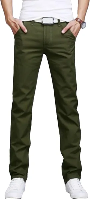 Men's Solid Straight Leg Classic Pants Regular Fit Lightweight Outdoor Trousers Cotton Stretch Summer Pants