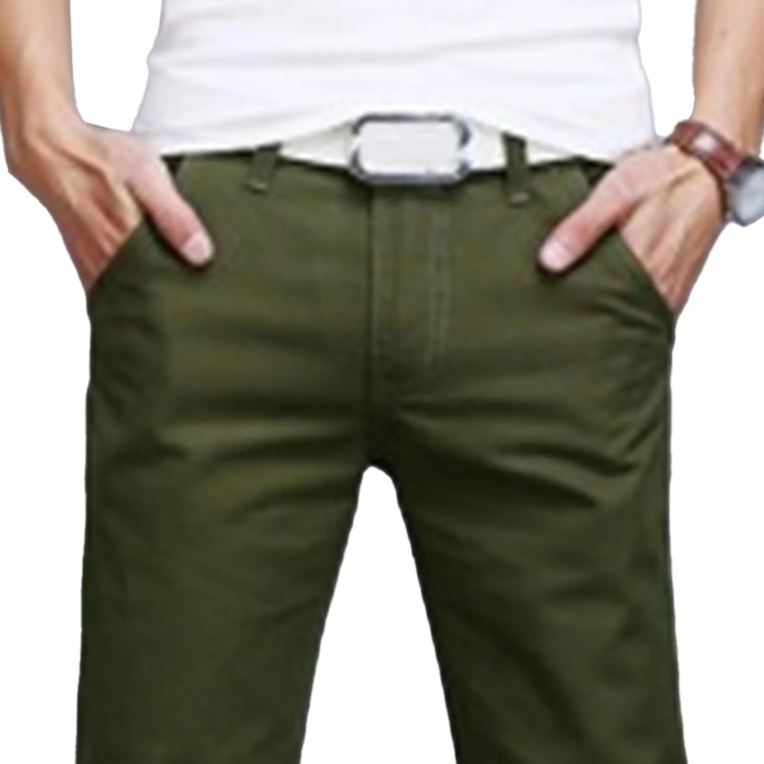 Men's Solid Straight Leg Classic Pants Regular Fit Lightweight Outdoor Trousers Cotton Stretch Summer Pants