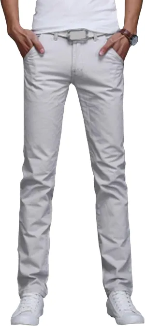 Men's Solid Straight Leg Classic Pants Regular Fit Lightweight Outdoor Trousers Cotton Stretch Summer Pants