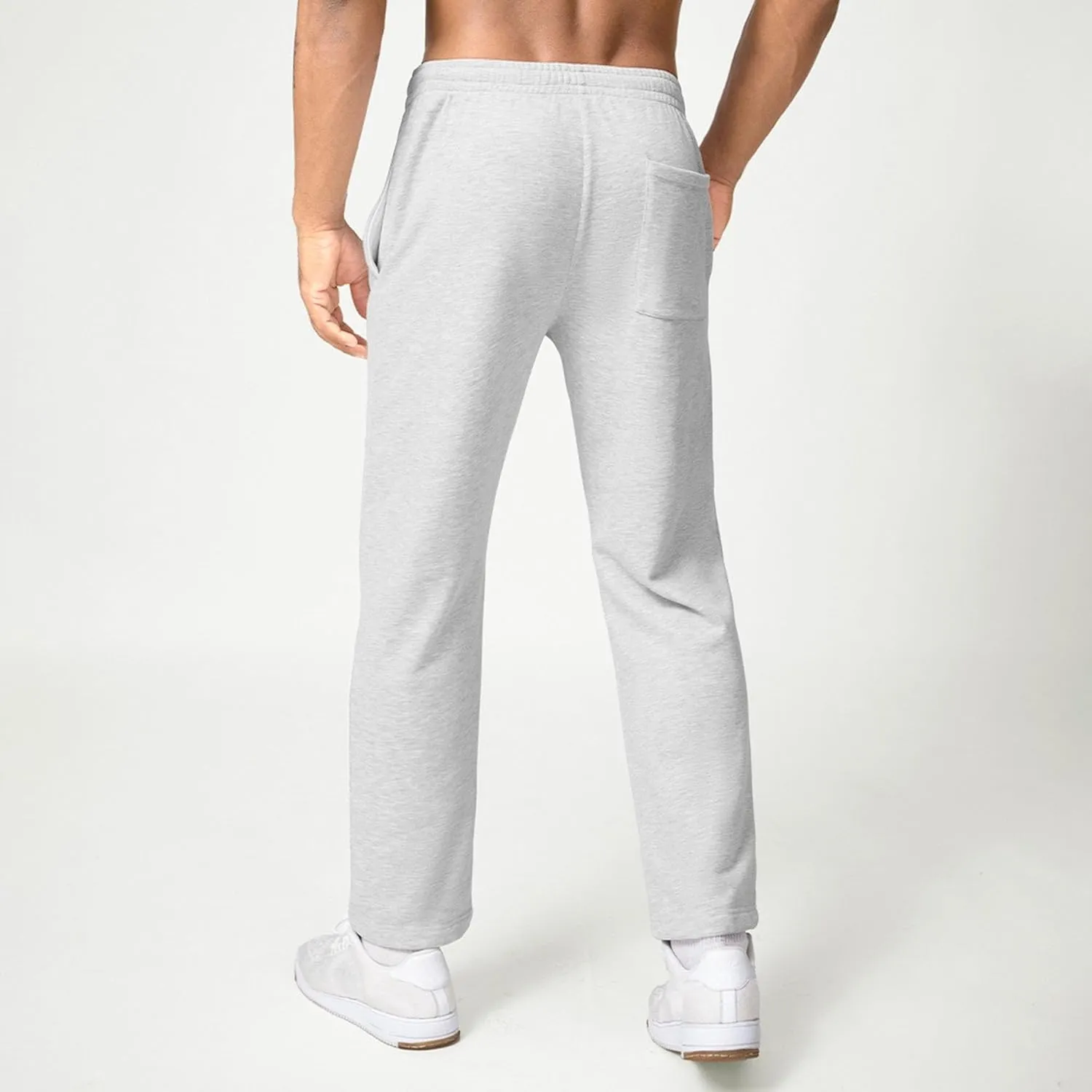 Men's Straight Leg Cotton Casual Athletic Pants Solid Loose Fit Workout Trousers Elastic Waist Outdoor Classic Pants
