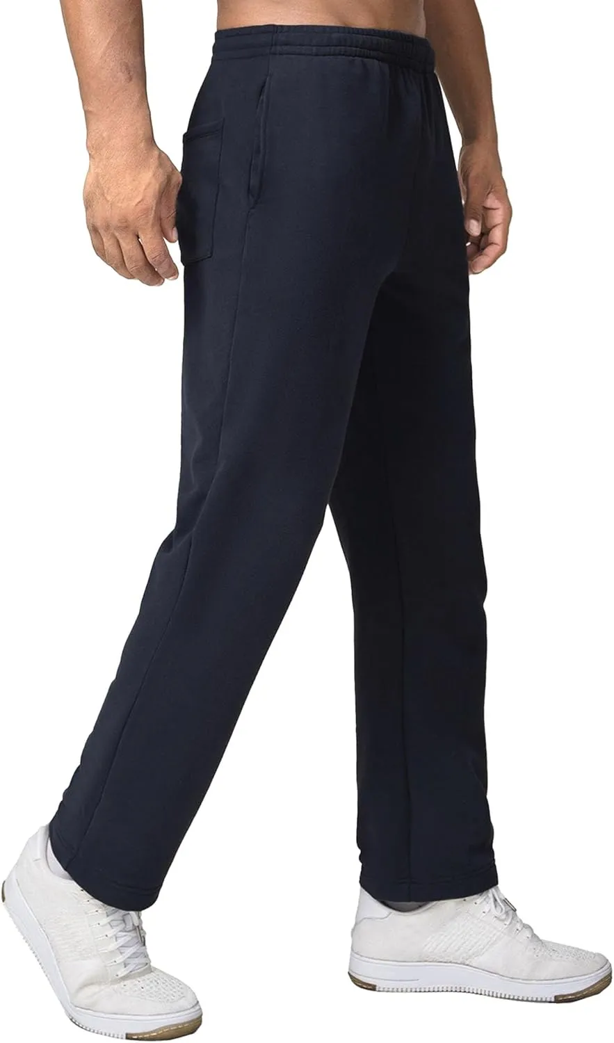 Men's Straight Leg Cotton Casual Athletic Pants Solid Loose Fit Workout Trousers Elastic Waist Outdoor Classic Pants