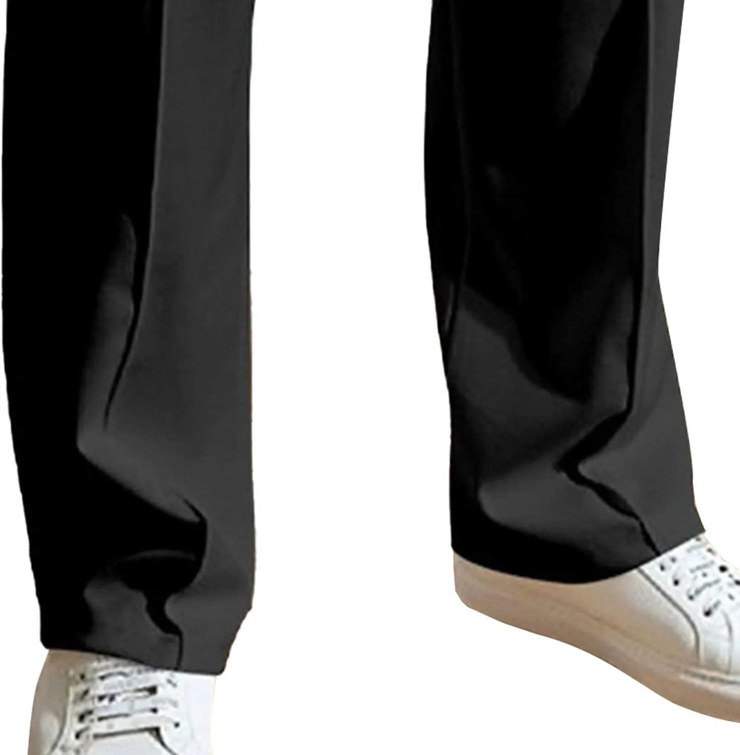 Men's Straight Leg Solid Baggy Pants Elastic Waist Solid Breathable Trousers Casual Drawstring Outdoor Sweatpants