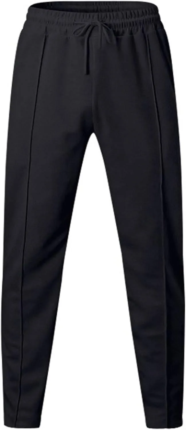 Men's Straight Leg Solid Baggy Pants Elastic Waist Solid Breathable Trousers Casual Drawstring Outdoor Sweatpants
