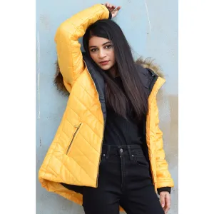 Mustard Hooded Puffer Jacket